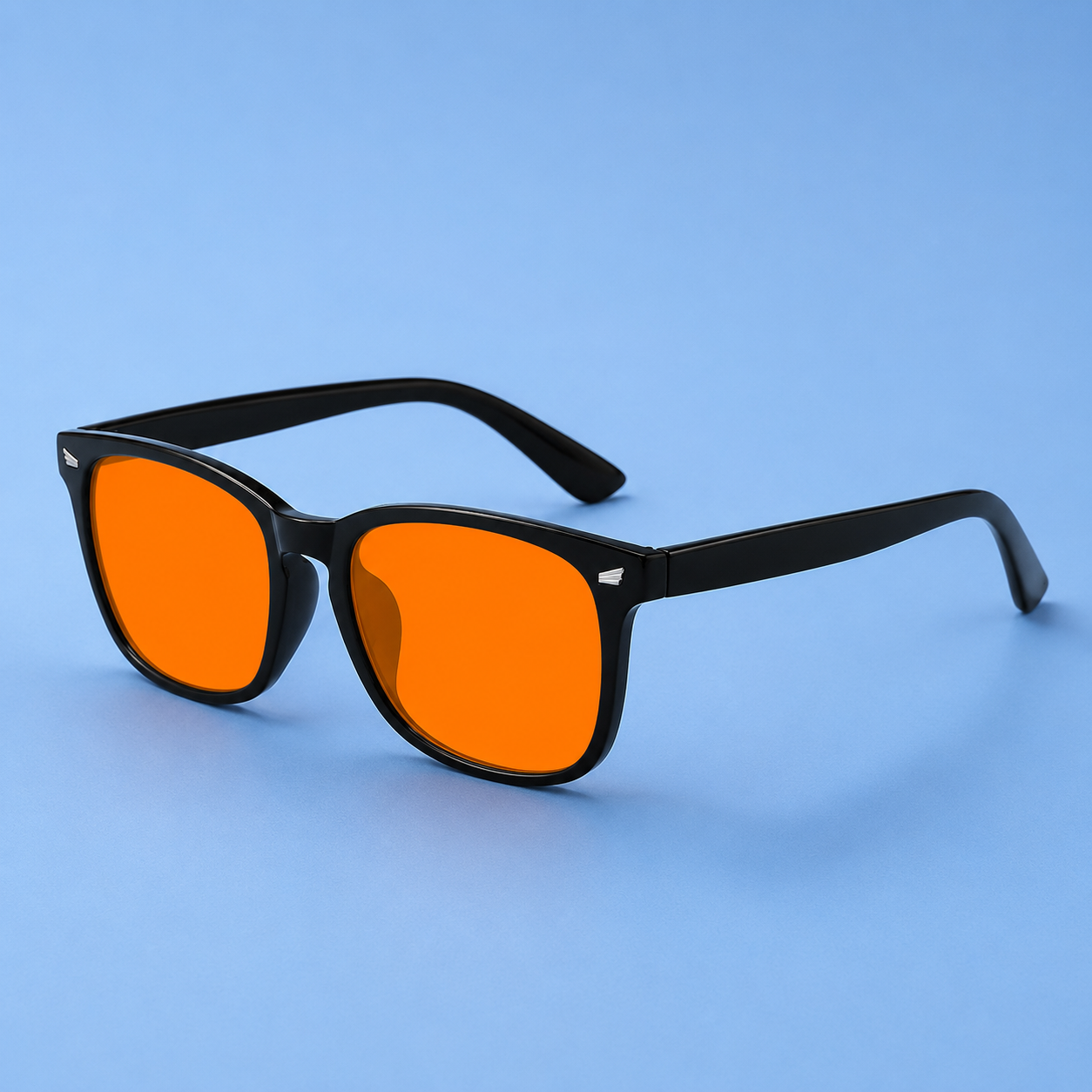 Migraine relief glasses worn during screen time for light sensitivity comfort