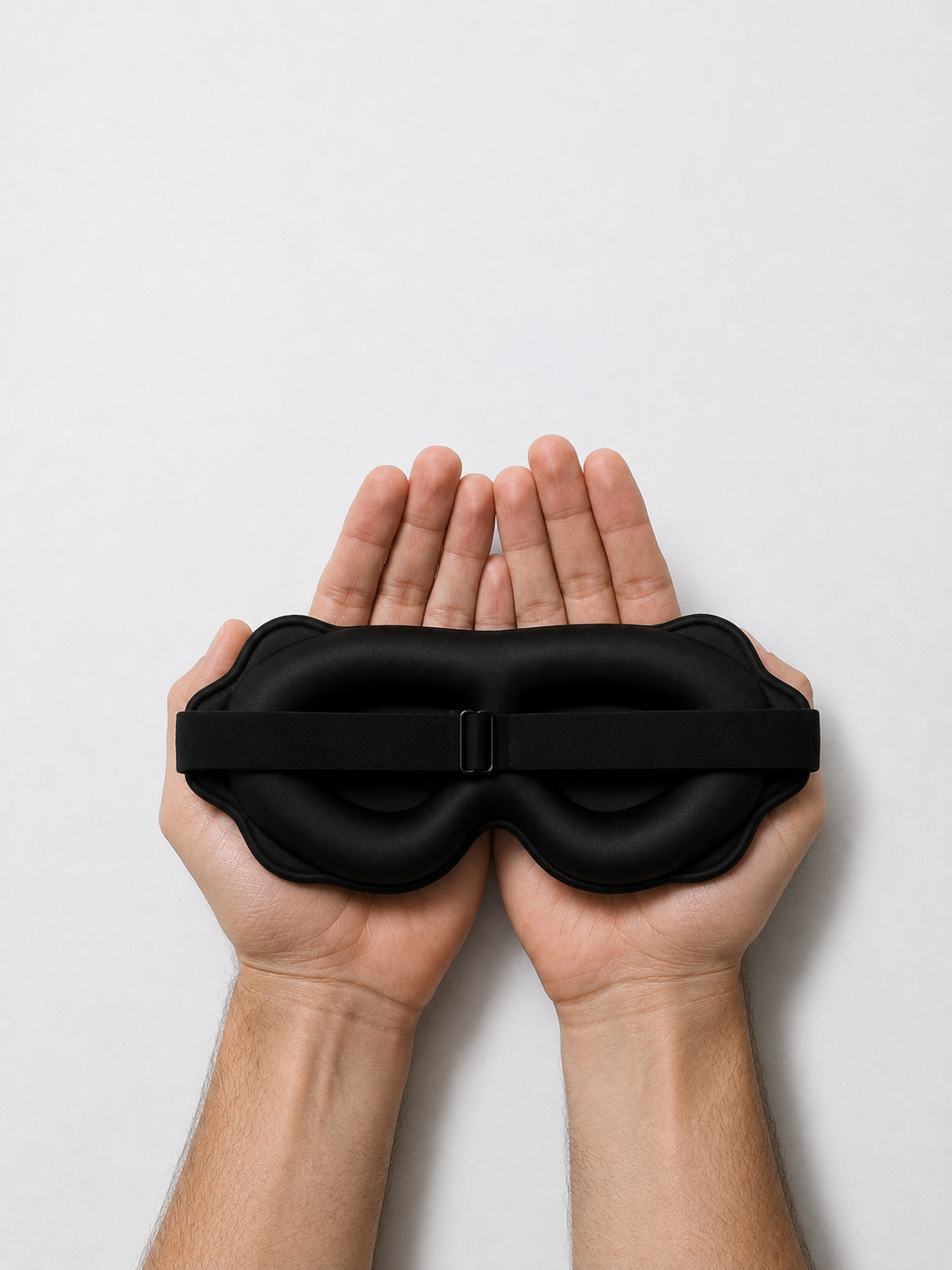 Blackout eye mask side profile showing contoured eye cups