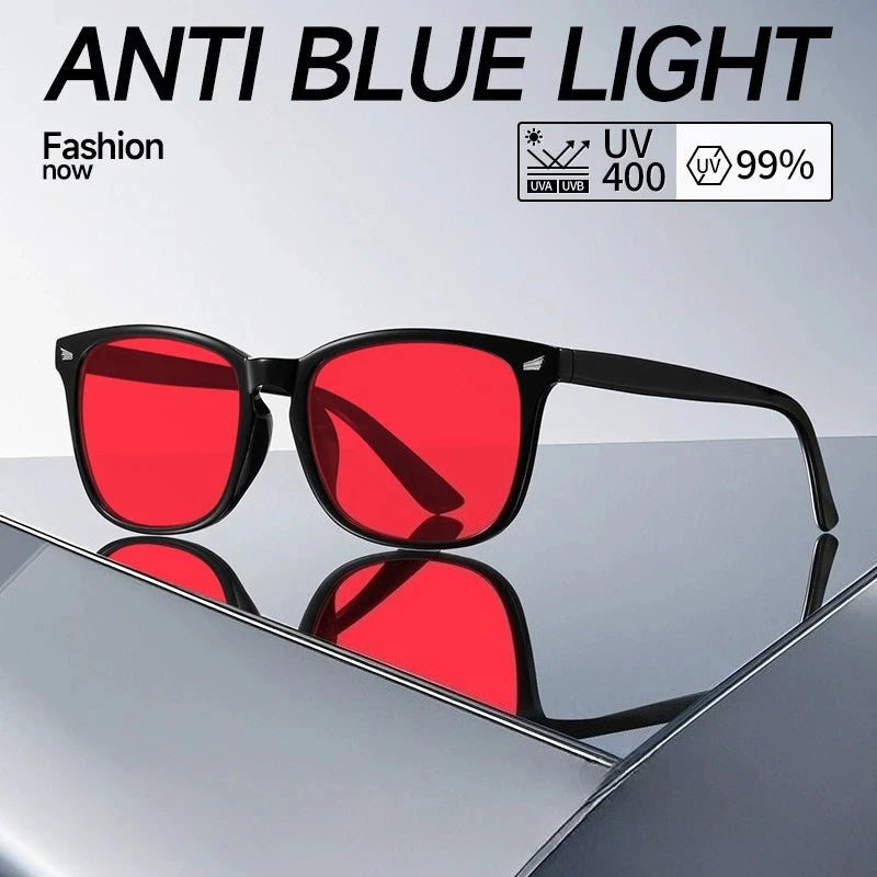Trendy anti Blue Light Glasses Women Men Better Sleep Red Lens Filter Glasses Anti-Uv Glasses with Tinted Orange Lenses